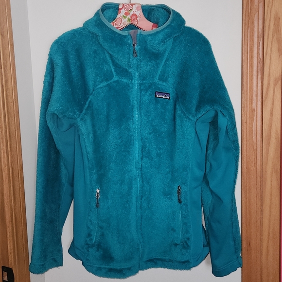 Patagonia R3 Hi-Loft Hoodie Jacket Fleece Turquoise/Teal Green-Blue Full-zip Lrg - Picture 15 of 15